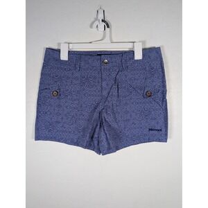 Marmot Shorts Womens 10 Blue Geometric Print Hiking Casual Stretch SCC-342R
